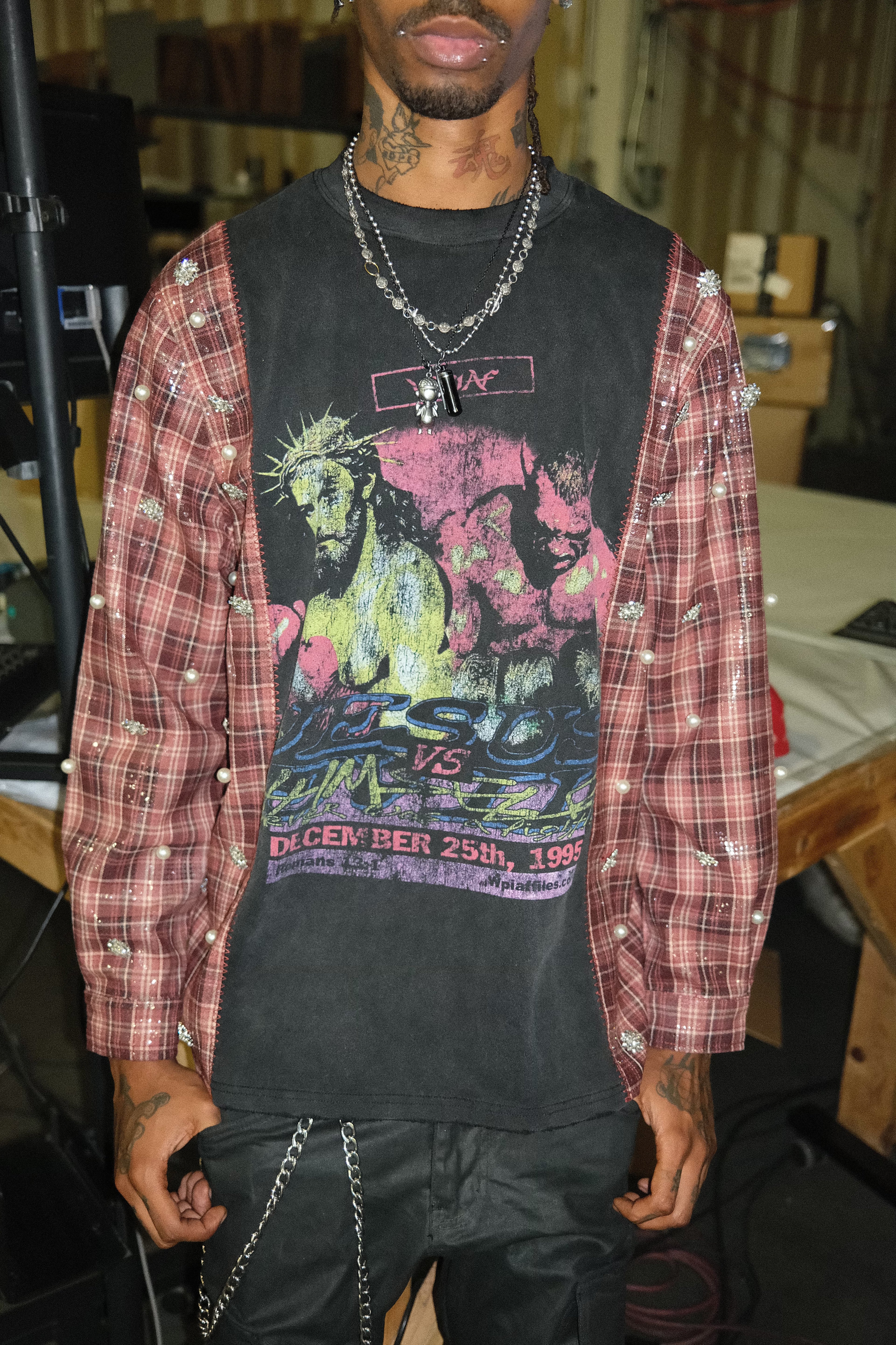 Sequin Flannel Tee